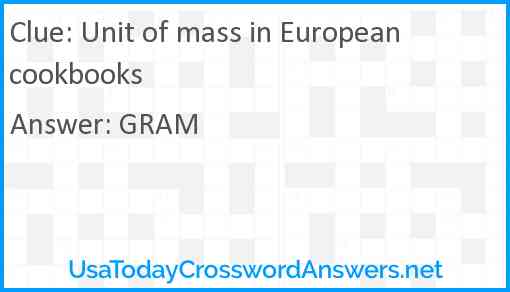Unit of mass in European cookbooks Answer