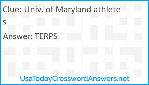 Univ. of Maryland athletes Answer