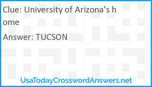 University of Arizona's home Answer