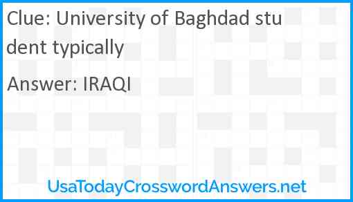 University of Baghdad student typically Answer