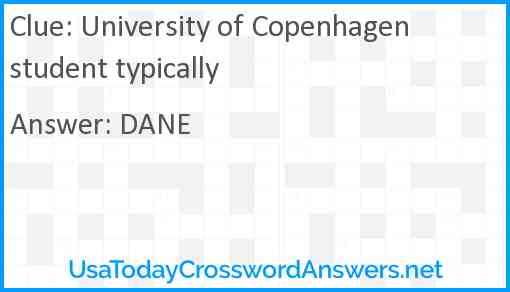 University of Copenhagen student typically Answer
