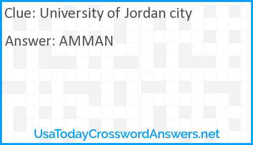 University of Jordan city Answer
