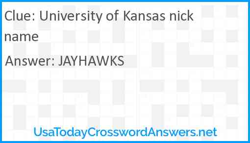 University of Kansas nickname Answer