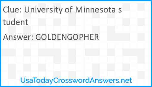 University of Minnesota student Answer