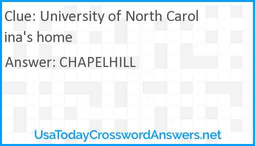 University of North Carolina's home Answer