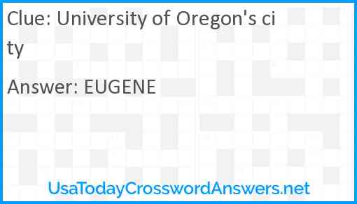 University of Oregon's city Answer