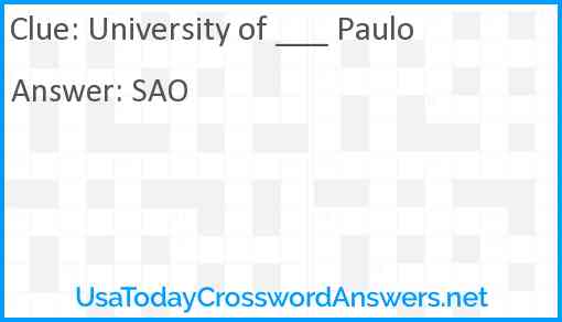 University of ___ Paulo Answer