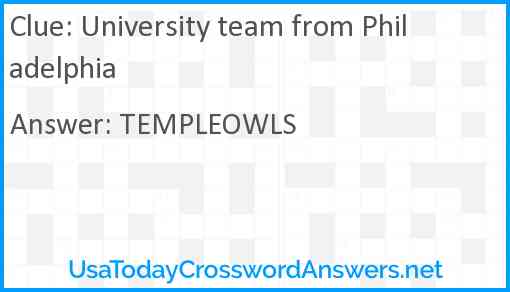 University team from Philadelphia Answer