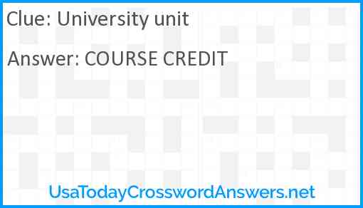 University unit Answer