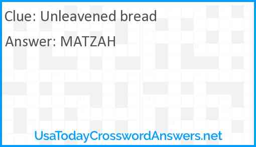 Unleavened bread Answer