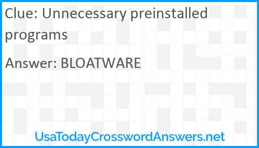 Unnecessary preinstalled programs Answer