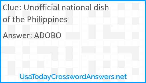 Unofficial national dish of the Philippines Answer