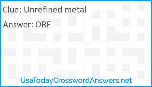 Unrefined metal Answer