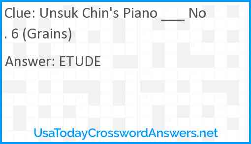 Unsuk Chin's Piano ___ No. 6 (Grains) Answer