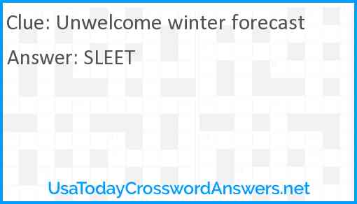 Unwelcome winter forecast Answer