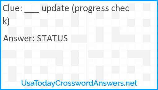 ___ update (progress check) Answer