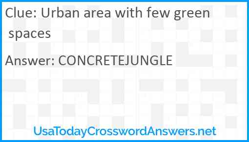 Urban area with few green spaces Answer