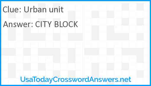Urban unit Answer