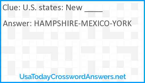 U.S. states: New ____ Answer