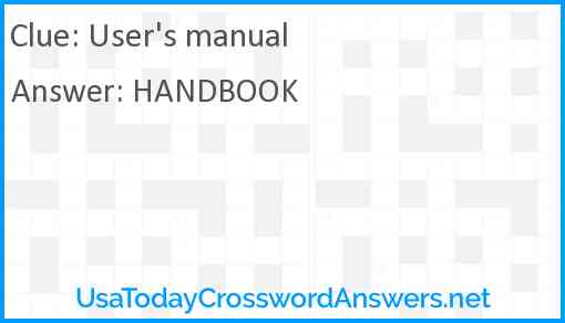 User's manual Answer