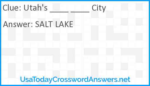 Utah's ____ ____ City Answer