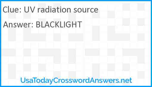 UV radiation source Answer