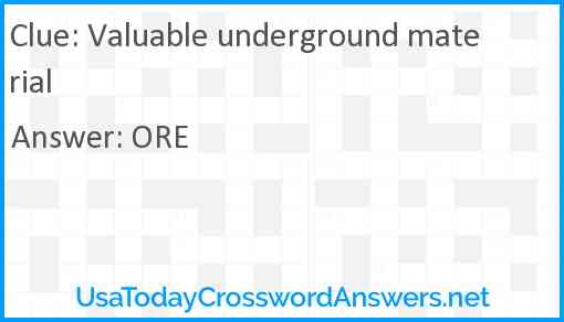 Valuable underground material Answer