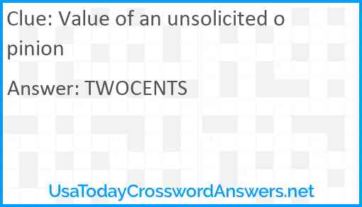 Value of an unsolicited opinion Answer