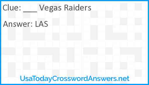 ___ Vegas Raiders Answer