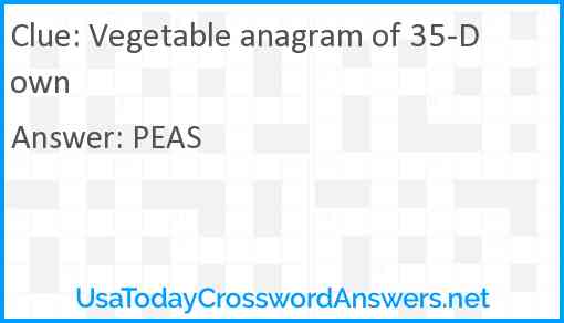 Vegetable anagram of 35-Down Answer