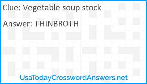 Vegetable soup stock Answer