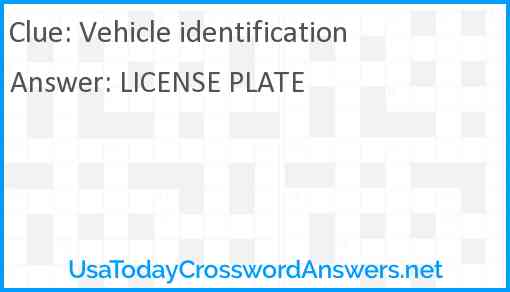 Vehicle identification Answer