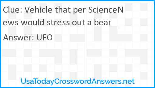 Vehicle that per ScienceNews would stress out a bear Answer