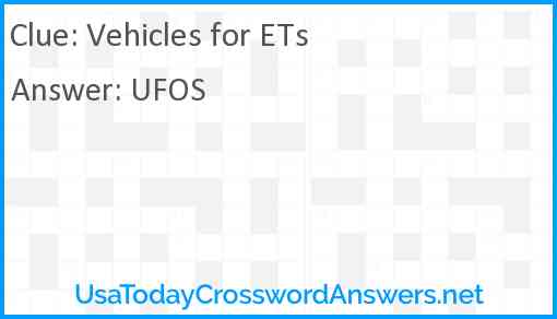 Vehicles for ETs Answer