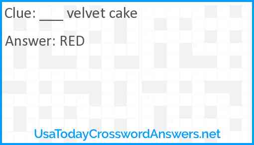 ___ velvet cake Answer