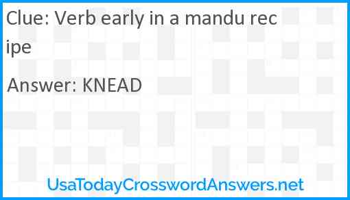 Verb early in a mandu recipe Answer