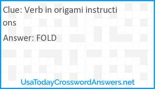 Verb in origami instructions Answer