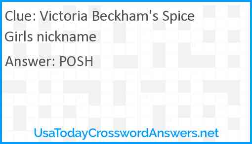 Victoria Beckham's Spice Girls nickname Answer