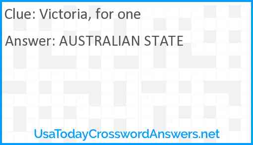 Victoria, for one Answer