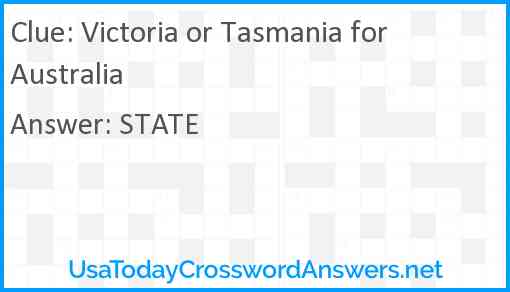 Victoria or Tasmania for Australia Answer