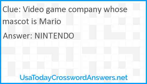 Video game company whose mascot is Mario Answer