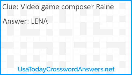 Video game composer Raine Answer
