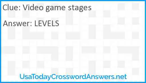 Video game stages Answer