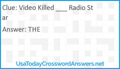 Video Killed ___ Radio Star Answer