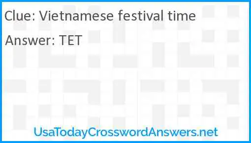 Vietnamese festival time Answer