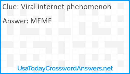 Viral internet phenomenon Answer