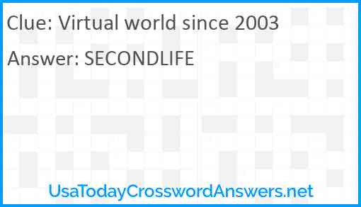 Virtual world since 2003 Answer