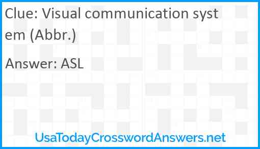 Visual communication system (Abbr.) Answer