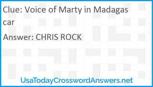 Voice of Marty in Madagascar Answer