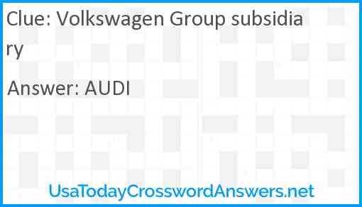 Volkswagen Group subsidiary Answer